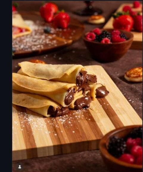 Nutella crepe plated for event catering