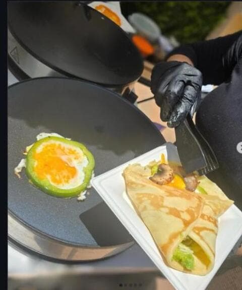 Savory crepes with egg and avocado