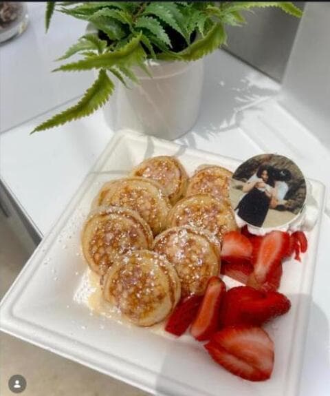Love at first bite mini pancakes dessert cart